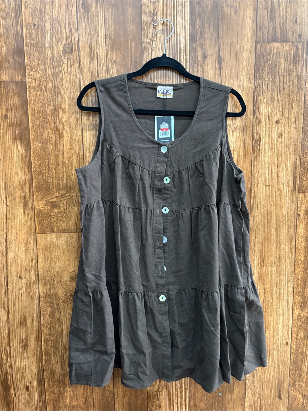 Noelle Brown Tiered Tunic Midi Dress